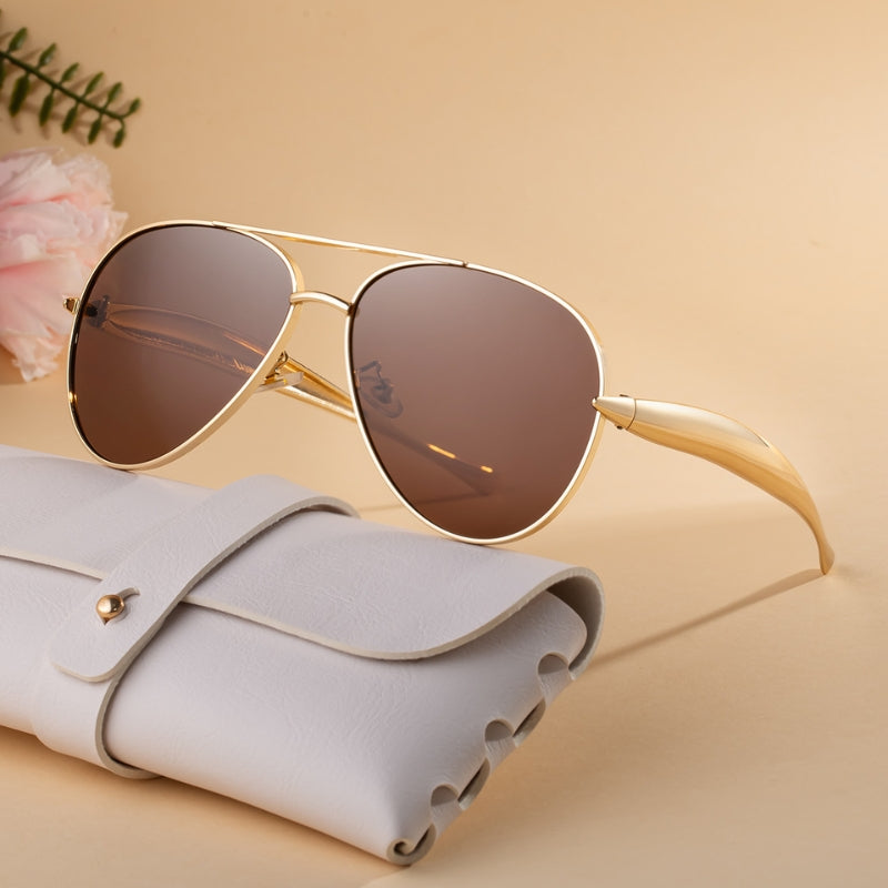 Lunettes de Soleil Vintage en Métal – Look Aviateur Iconique avec une Touche Rétro Sunglasses Electro Paris Brun