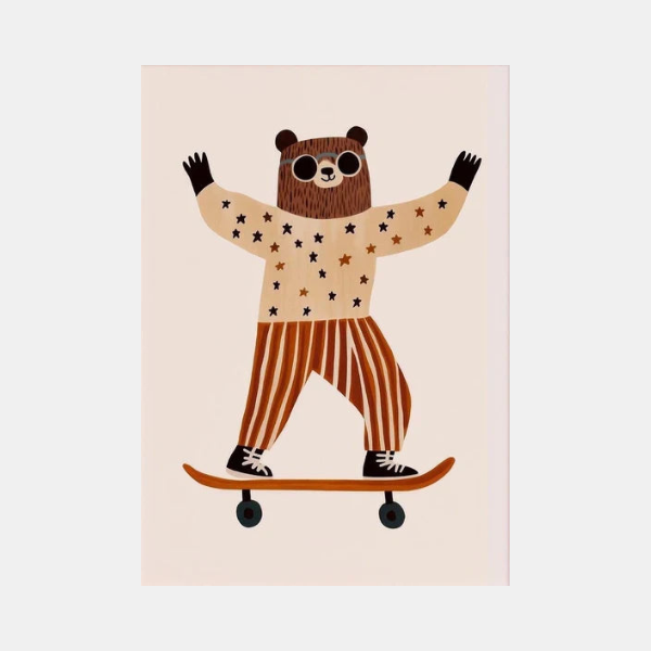 Art Mural pour Chambre d'Enfant avec Animaux Skateurs – Affiche Colorée pour Décor de Garderie Art mural Electro Paris 9 30x42cm Sans Cadre