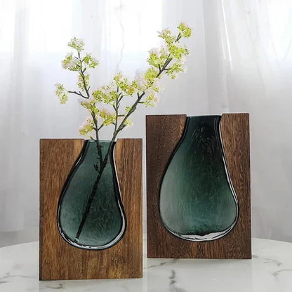 Vase Décoratif En Bois Et Verre Pour Une Table Élégante Et Naturelle Vases Electro Paris