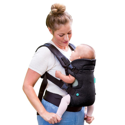 Porte-Bébé Ergonomique 4-en-1 Pour Nouveau-Nés Et Tout-Petits Avec Bretelles Rembourrées Et Ceinture Large Baby Carrier Electro Paris Denim noir