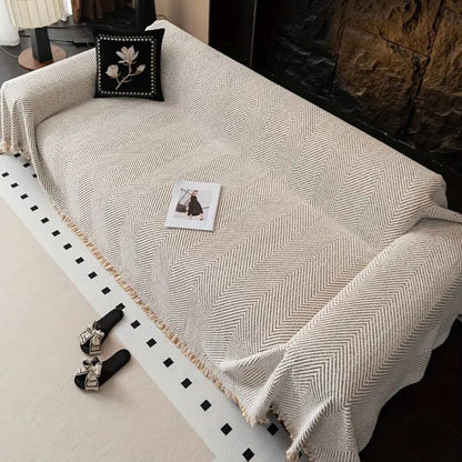 Housse De Canapé Rayée Chevron – Protection Élégante, Douce Et Durable Pour Salon Et Maison Sofa cover Electro Paris