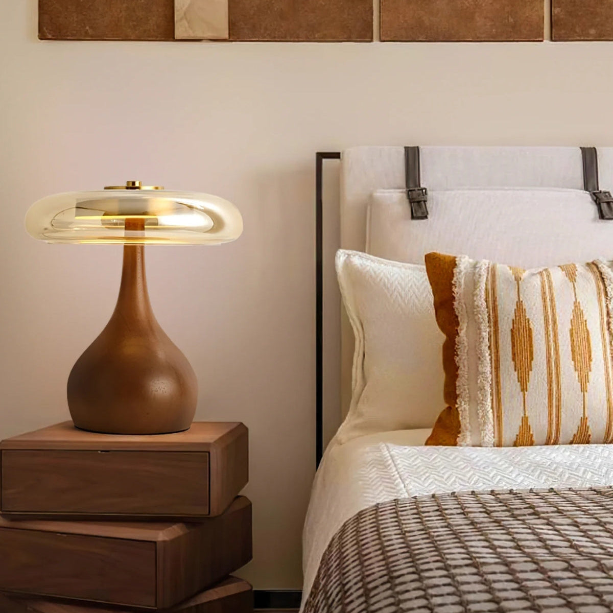 Lampe De Table – Éclat En Verre Et Bois Avec Lumière Réglable Table Lamp Electro Paris