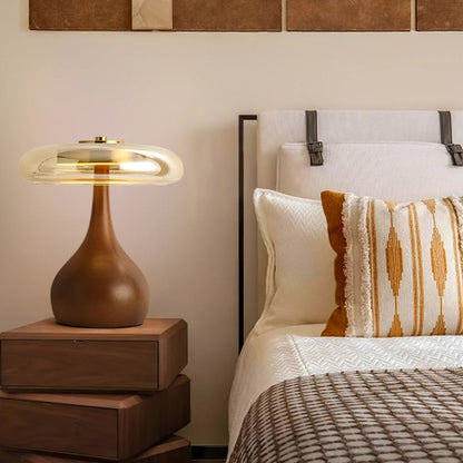 Lampe De Table – Éclat En Verre Et Bois Avec Lumière Réglable Table Lamp Electro Paris