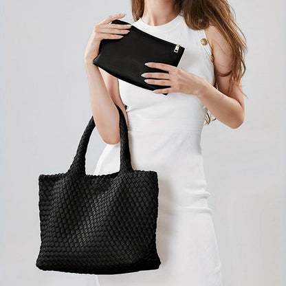 Sac Fourre-Tout Tissé Luxe Elara En Cuir Végétal Pour Style Élégant Et Voyage Quotidien Women's bag Electro Paris