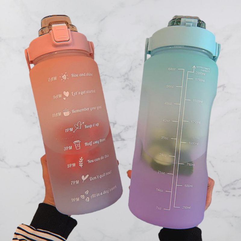 Bouteille D’eau Motivée 2L Écologique Avec Couvercle Anti-Fuite Et Système De Seringue Intégré Water Bottles Electro Paris