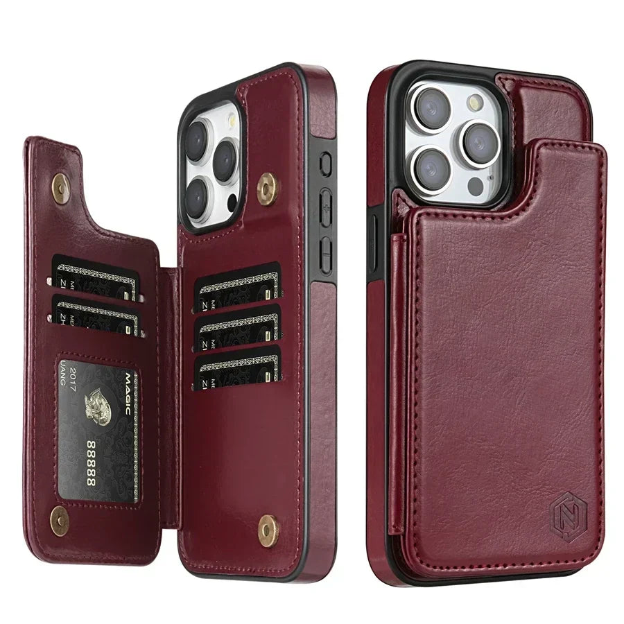 Coque iPhone – Étui en Cuir de Luxe avec Fentes Cartes et Fermeture Magnétique Phone case Electro Paris