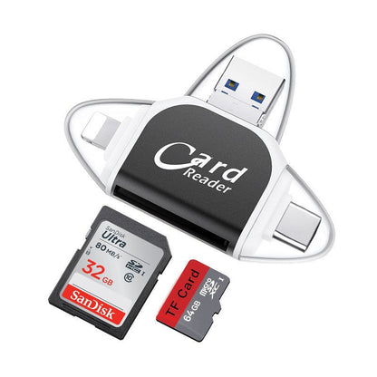 Adaptateur de Carte 4-en-1 Avec Connecteurs Universels Pour Transfert Et Chargement Ultra-Rapides Memory Card Readers Electro Paris