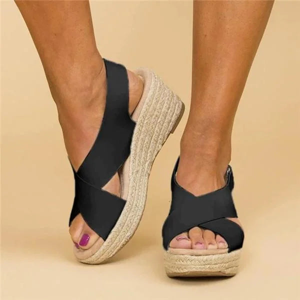 Sandales d’été pour femmes offrant confort maximal et look élégant avec talon compensé Women Sandals Electro Paris