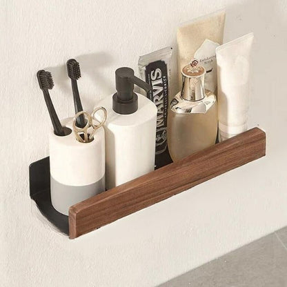 Étagère De Salle De Bain Auto-Adhésive En Bois Massif Rangement Élégant Et Naturel Sans Perçage Black Friday Deal shelves Electro Paris