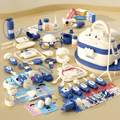 Malette de Docteur Enfant – Jeu Éducatif de Médecin avec Coffret Portable Éclairage Electro Paris Bleu 72 Unité