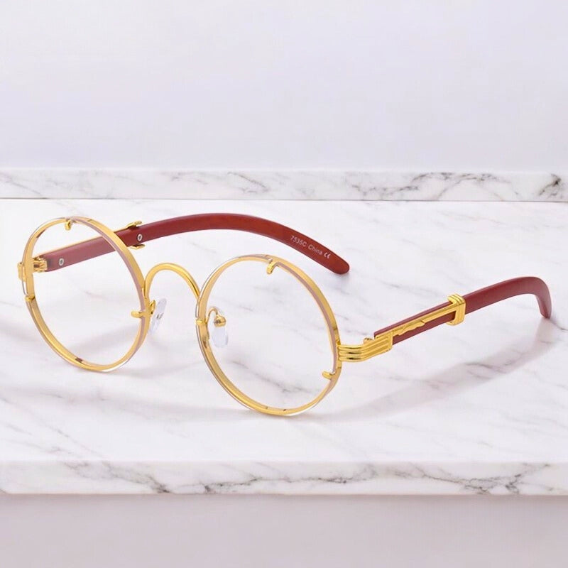 Lunettes De Soleil Rétro Rondes Avec Monture Dorée Élégante Et Verres Anti-Reflets Pour Protection UV Complète Sunglasses Electro Paris Cristal