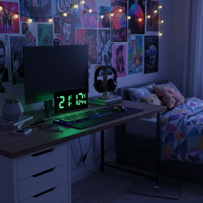 Réveil LED Digital Avec Écran Courbé Et Luminosité Automatique Pour Chambre Moderne Alarm Clocks Electro Paris