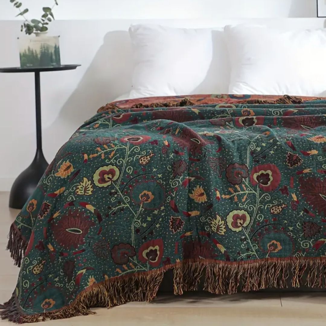 Couverture Réversible Night Flower – Douceur Florale et Élégance Envoûtante pour la Maison Blanket Electro Paris