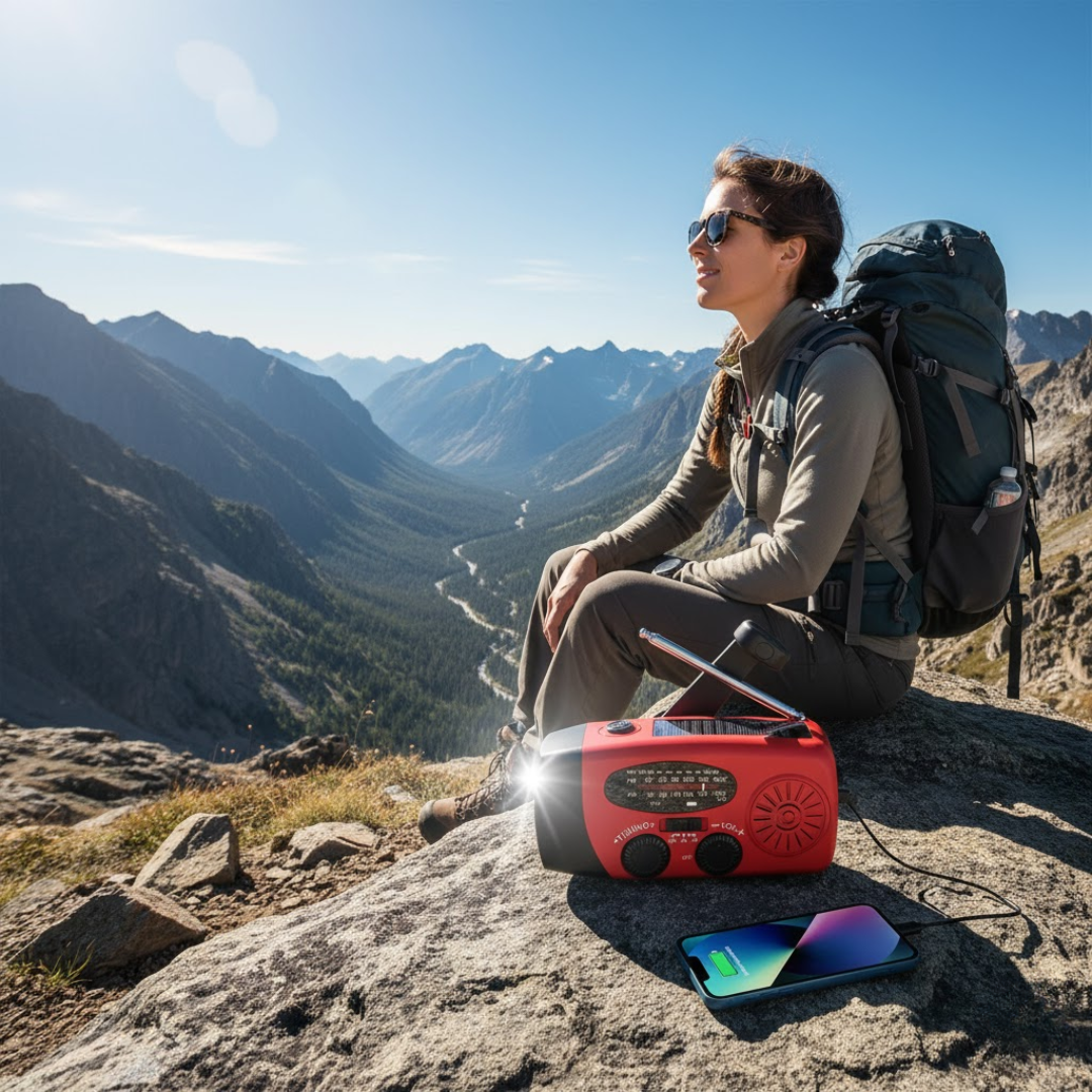 Radio d’Urgence Multifonction avec Manivelle, Panneau Solaire et Powerbank pour Situations Critiques Solar Radio Electro Paris