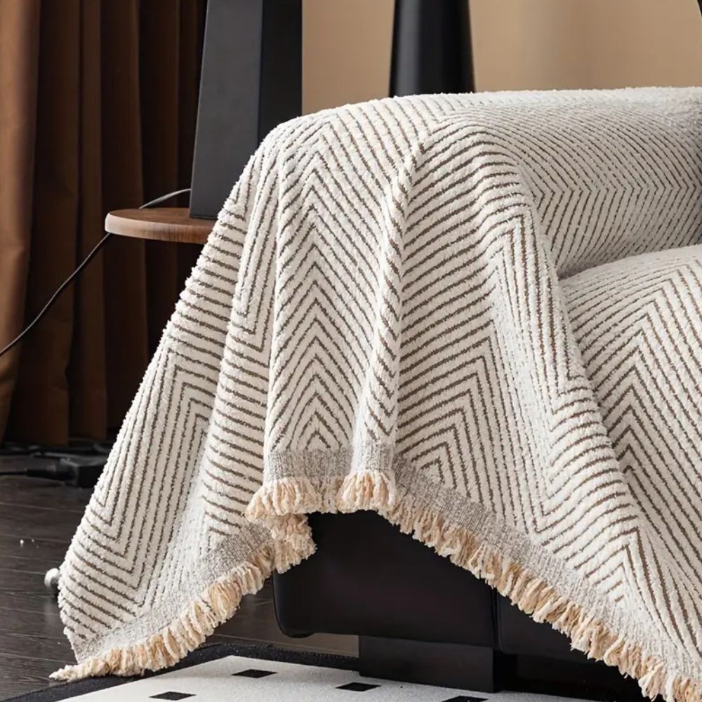 Housse De Canapé Rayée Chevron – Protection Élégante, Douce Et Durable Pour Salon Et Maison Sofa cover Electro Paris