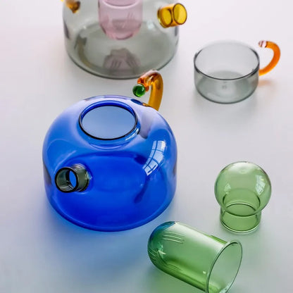 Théière En Verre Moderne Avec Tasse Et Détails Néon Inspirés De Tokyo Teapot Electro Paris