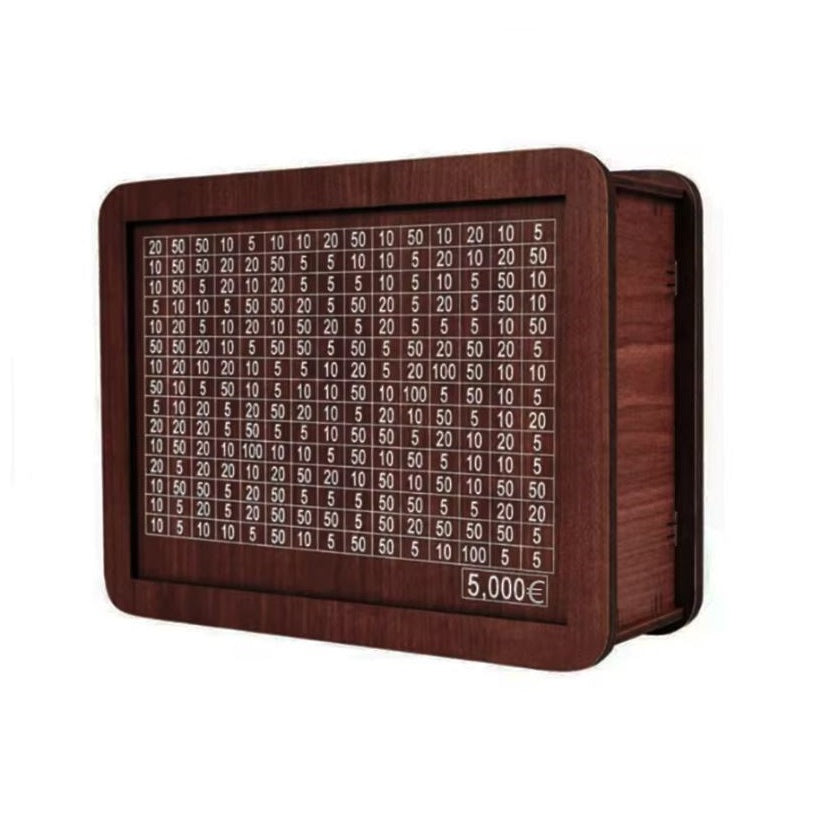 Tirelire Euro en Bois – Design Gravé Élégant pour un Stockage Sécurisé de l’Argent Home Electro Paris 5000€ Brun