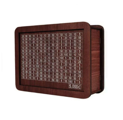 Tirelire Euro en Bois – Design Gravé Élégant pour un Stockage Sécurisé de l’Argent Home Electro Paris 5000€ Brun