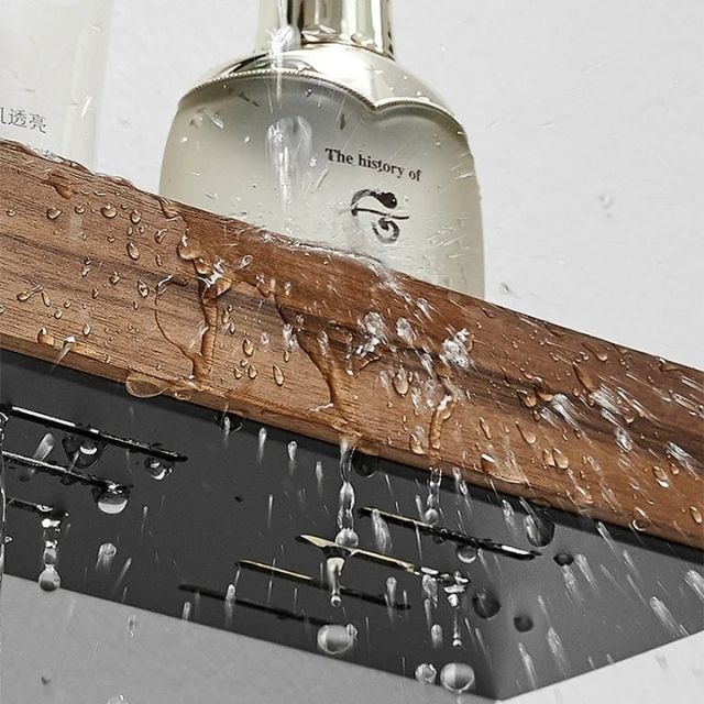 Étagère De Salle De Bain Auto-Adhésive En Bois Massif Rangement Élégant Et Naturel Sans Perçage Black Friday Deal shelves Electro Paris