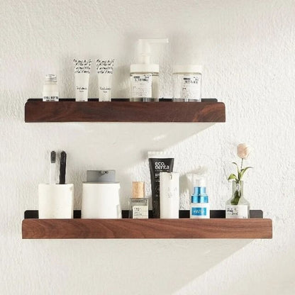 Étagère De Salle De Bain Auto-Adhésive En Bois Massif Rangement Élégant Et Naturel Sans Perçage Black Friday Deal shelves Electro Paris