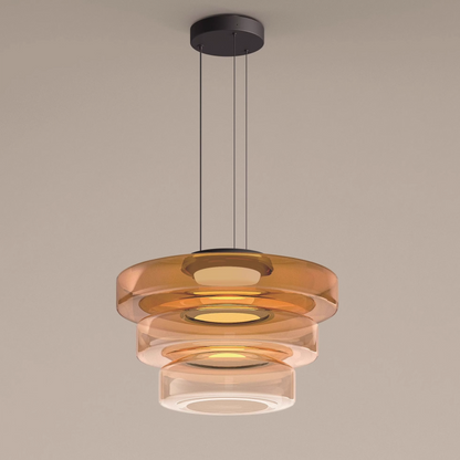 Lampe Suspendue – Lámpara Colgante De Vidrio Estilo Moderno Ceiling Light Electro Paris Ambre 3 Capas - (45 cm x 33 cm)