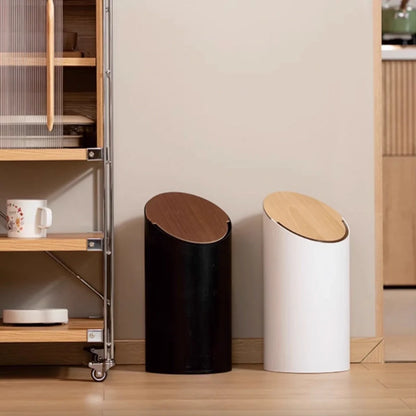 Poubelle Swing Moderne Japandi Avec Couvercle En Noyer Pour Intérieurs Élégants Trash Cans Electro Paris