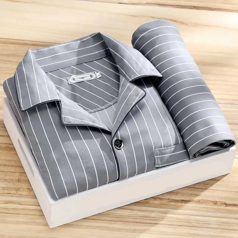 Chemise de Nuit Homme Confortable pour des Nuits Douces et Élégantes Sleepwear Electro Paris Rayures grises L
