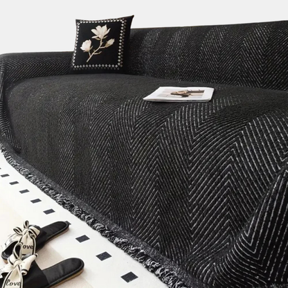 Housse De Canapé Rayée Chevron – Protection Élégante, Douce Et Durable Pour Salon Et Maison Sofa cover Electro Paris Noir 180x180cm