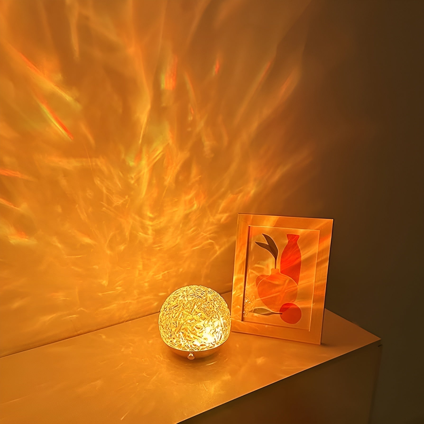 Lampe Ronde De Projection Avec Effet Vagues – Éclairage Ambiance Relaxant Pour Chambre Ou Bureau Lampe de table Electro Paris