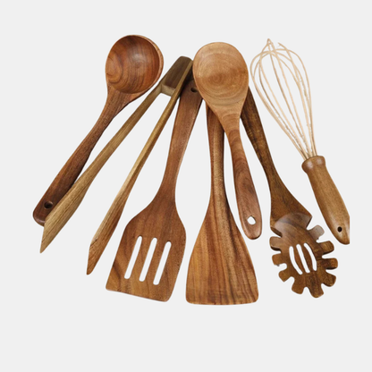 Ustensiles De Cuisine Premium – Ensemble Complet De 7 Ustensiles kitchen utensils Electro Paris Marron