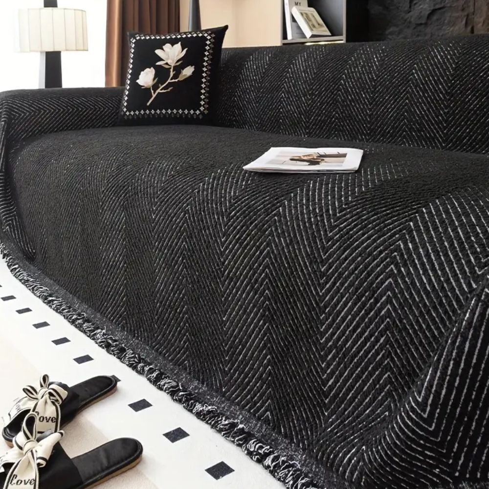 Housse De Canapé Rayée Chevron – Protection Élégante, Douce Et Durable Pour Salon Et Maison Sofa cover Electro Paris
