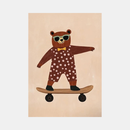 Art Mural pour Chambre d'Enfant avec Animaux Skateurs – Affiche Colorée pour Décor de Garderie Art mural Electro Paris 16 30x42cm Sans Cadre