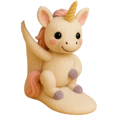 Chaussettes Câlin d’Animaux au Crochet – Motifs Animaliers 3D Ludiques avec Chaleur Douillette d’Hiver Socks Electro Paris Licorne Taille unique