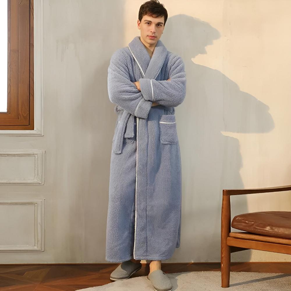 Peignoir De Bain En Flanelle – Doux, Confortable Et Élégant Pour Homme Et Femme Toute L’Année Bath robe Electro Paris Gris XL