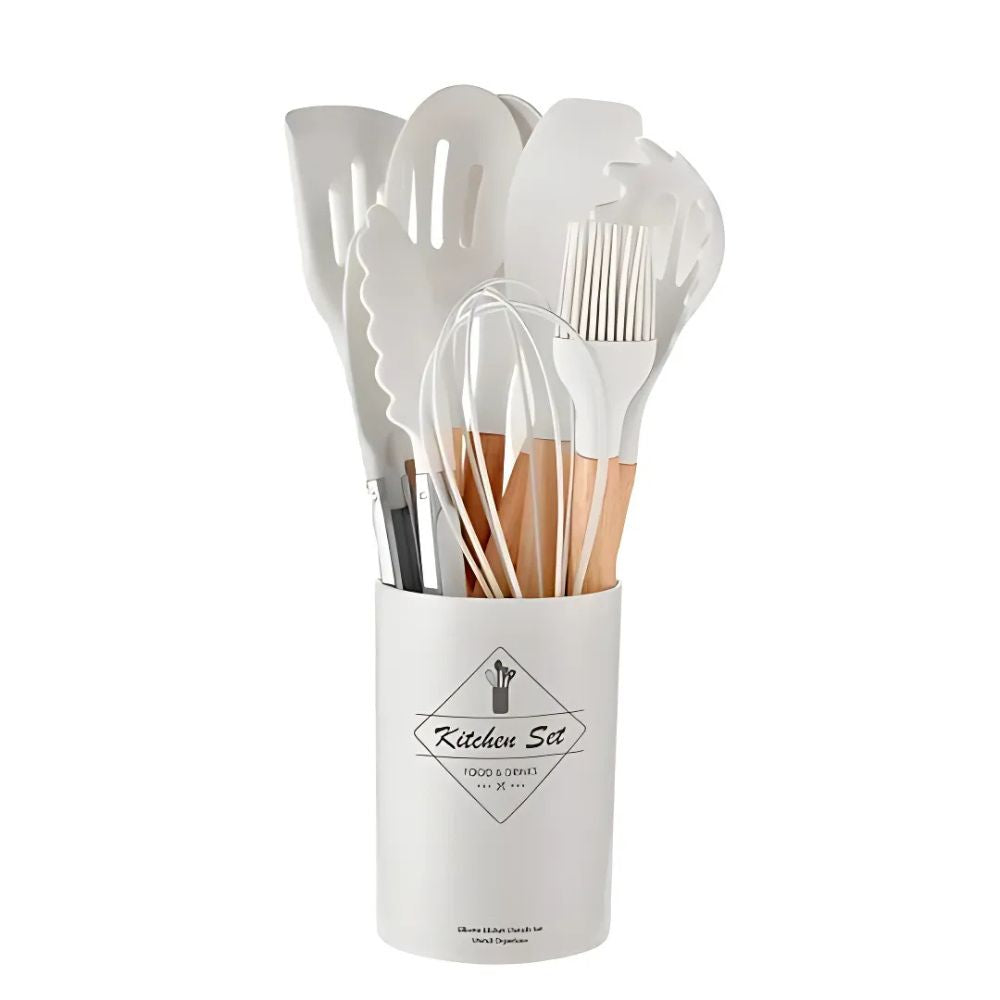 Ustensiles De Cuisine En Silicone Antiadhésif 12 Pièces – Set Complet Pour Cuisine Facile Et Sécurisée Ustensiles De Cuisine Electro Paris Blanc