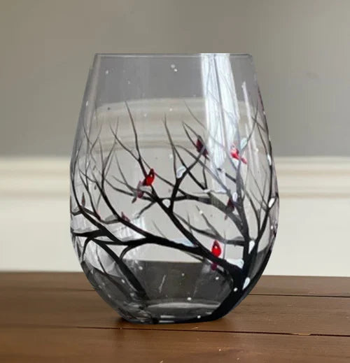 Verres à Vin Peints à la Main – Vaisselle Artistique & Unique Kitchen Accessories Electro Paris Hiver Verre sans pied