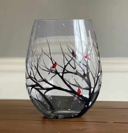 Verres à Vin Peints à la Main – Vaisselle Artistique & Unique Kitchen Accessories Electro Paris Hiver Verre sans pied