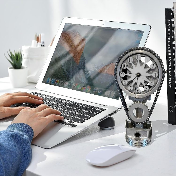 Horloge De Bureau Avec Engrenages Métalliques Mobiles Et Design Industriel Pour Décoration Moderne Clock Electro Paris