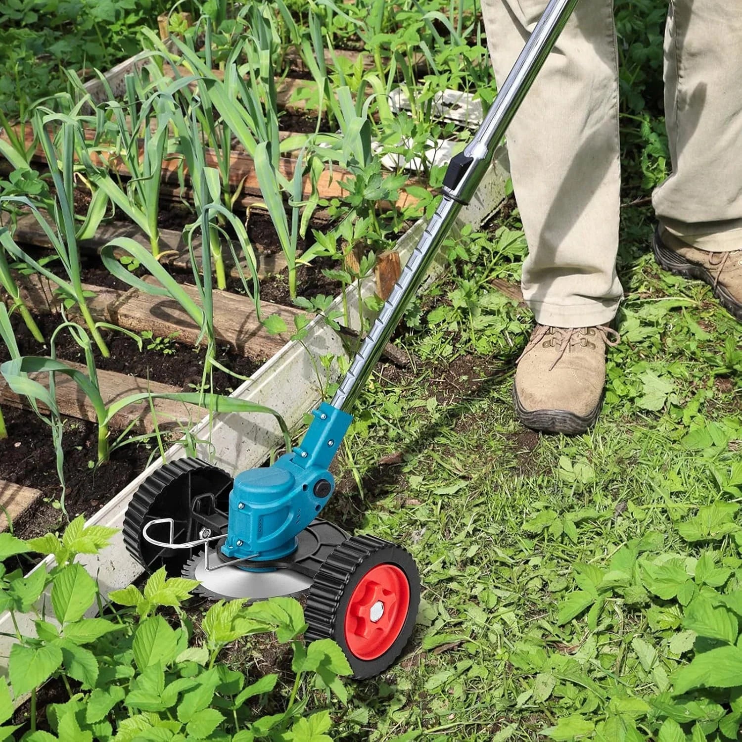 Tondeuse à Gazon Sans Fil Pliable – Hauteur Réglable, Roues & Système Multi-Lames trimmer Electro Paris