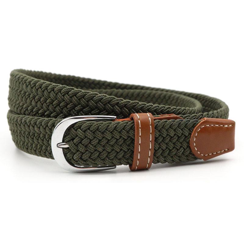 Ceinture Tressée Élastique Ajustable Pour Homme et Femme – Confortable, Flexible Et Élégante Belt Electro Paris Vert militaire