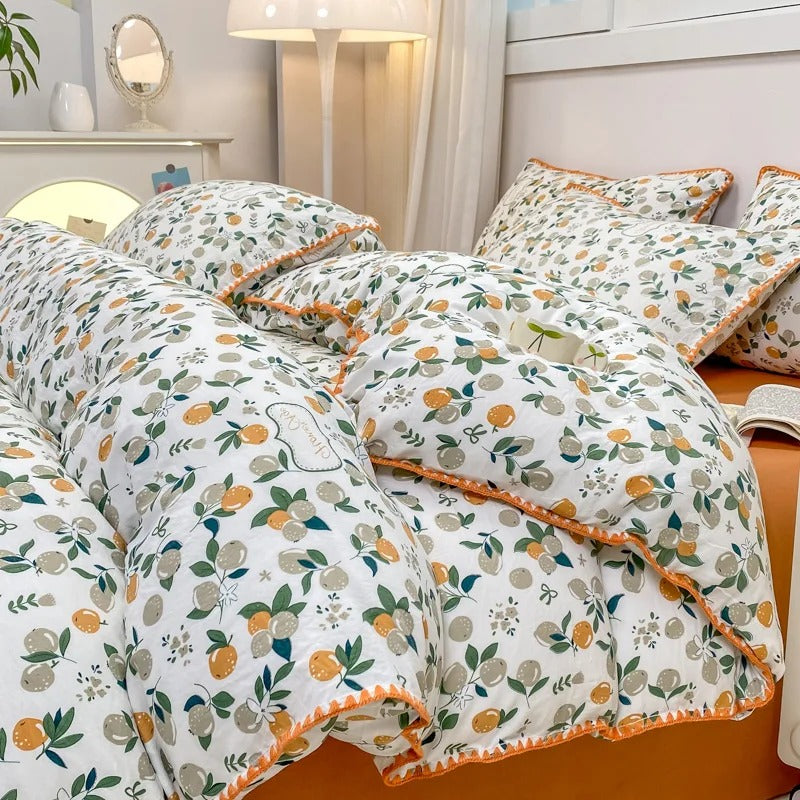Literie – Floral Bedding Set Avec Motifs Cerises Et Fleurs Pour Une Chambre Fraîche Et Colorée Bedding Electro Paris Prunes Simple - 3 pièces