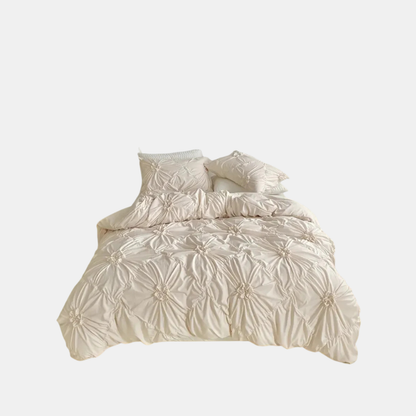 Housse De Couette Ruffle Flower – Douce, Élégante Et Confortable Pour Chambre, Lit Et Cocooning Bedsheet Electro Paris Beige Simple + 1 taie d'oreiller