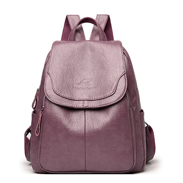 Sac À Dos Antivol En Cuir Pour Femme Avec Protection RFID Et Fermetures Discrètes Bags for Women Electro Paris Violet 28cm x 12cm x 32cm