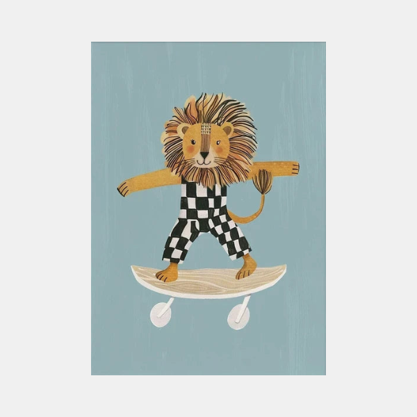 Art Mural pour Chambre d'Enfant avec Animaux Skateurs – Affiche Colorée pour Décor de Garderie Art mural Electro Paris 3 40x50cm Sans Cadre