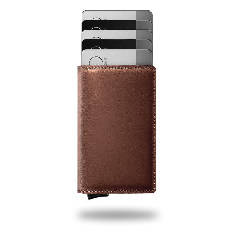 Swallet Portefeuille En Cuir Premium RFID Avec Mécanisme À Bouton Et Grande Capacité Black Friday Deal Wallet Electro Paris Marron foncé