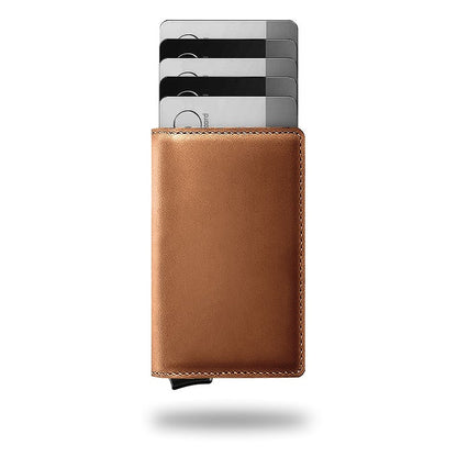 Swallet Portefeuille En Cuir Premium RFID Avec Mécanisme À Bouton Et Grande Capacité Black Friday Deal Wallet Electro Paris Marron