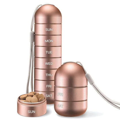 Pilulier De Voyage En Aluminium 7 Jours Étanche Et Compact Pour Médicaments Pill box Electro Paris Rosa or