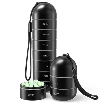 Pilulier De Voyage En Aluminium 7 Jours Étanche Et Compact Pour Médicaments Pill box Electro Paris Noir