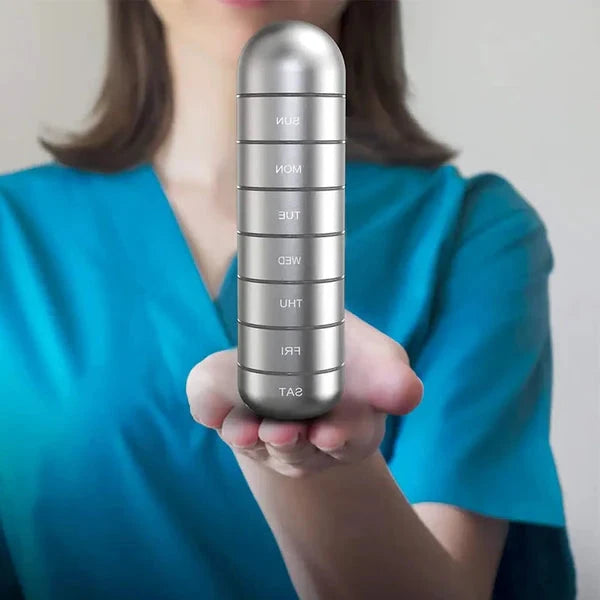 Pilulier De Voyage En Aluminium 7 Jours Étanche Et Compact Pour Médicaments Pill box Electro Paris