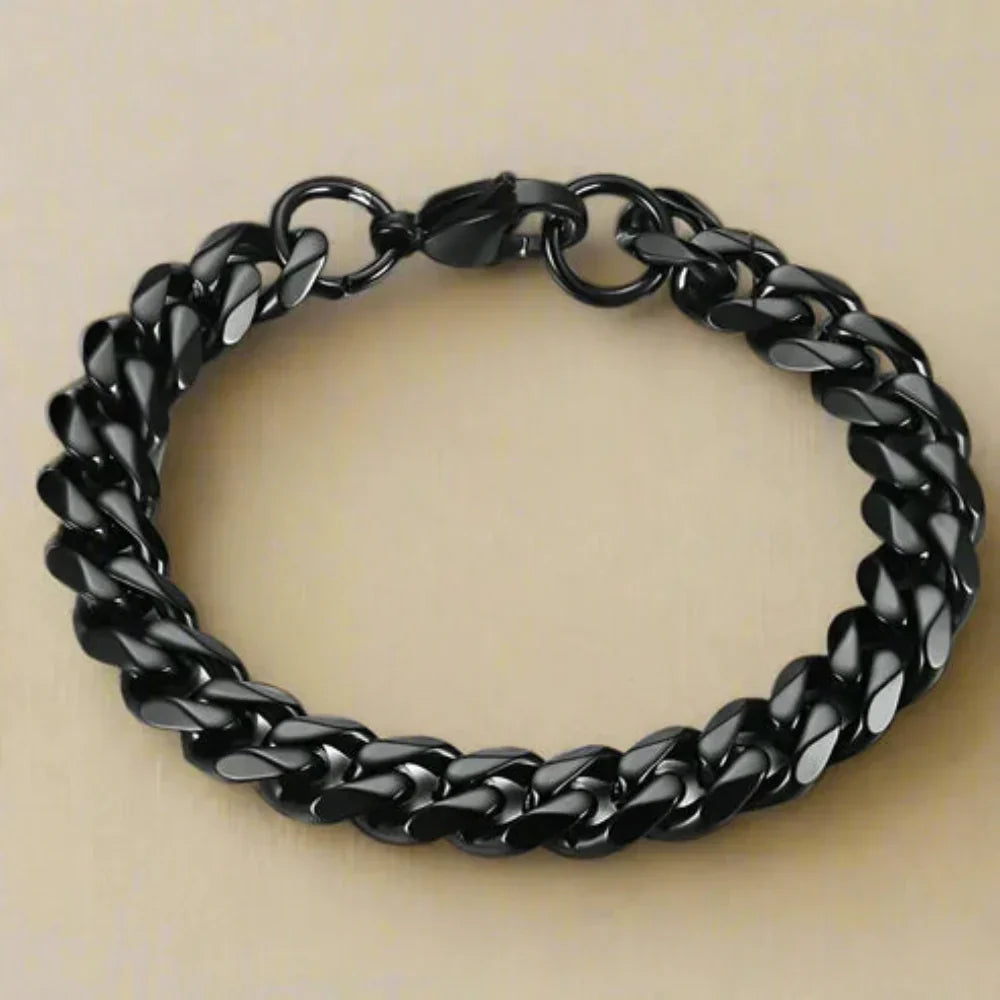 Bracelet à maillons – Bracelet en acier inoxydable pour hommes et femmes avec ajustement réglable Jewelry Bracelet Chain Electro Paris Noir 18 cm